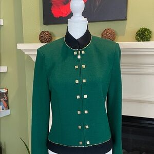 St. John collection Green Jacket with Gold Accents